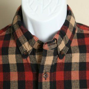 J.CREW Men's tan, black & orange heavier shirt M